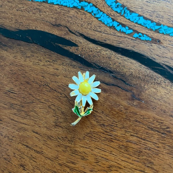 Vintage daisy brooch mid century modern pin as is - Picture 5 of 5